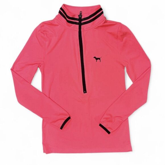 PINK Victoria’s Secret Ultimate 1/2 Zip Pullover Neon Pink  Long Sleeve Shirt XS - Picture 1 of 7